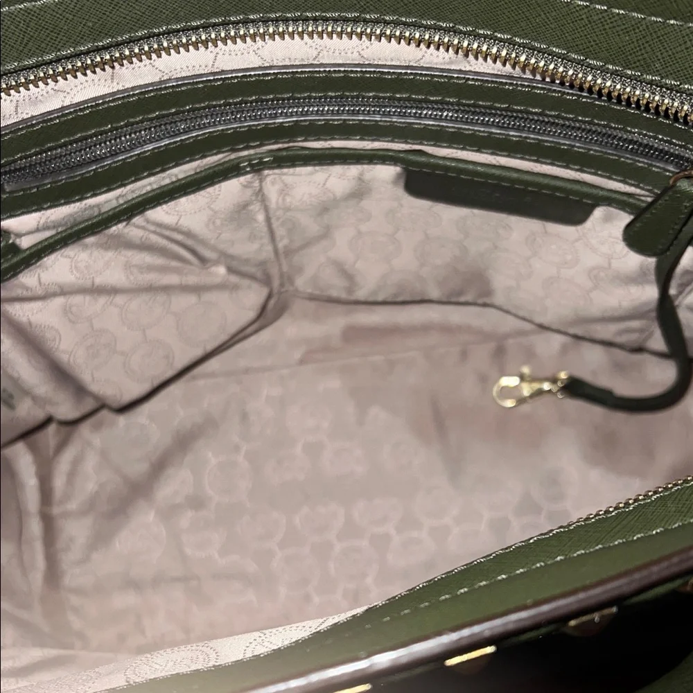 Michael Kors Dark Green Studded Satchel - Picture 6 of 9